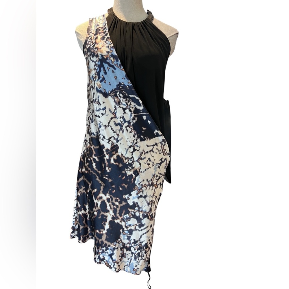 Ann Demeulemeester silk abstract pattern one shoulder top